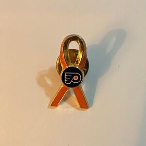 Philadelphia Flyers Orange and Gold Ribbon Pin